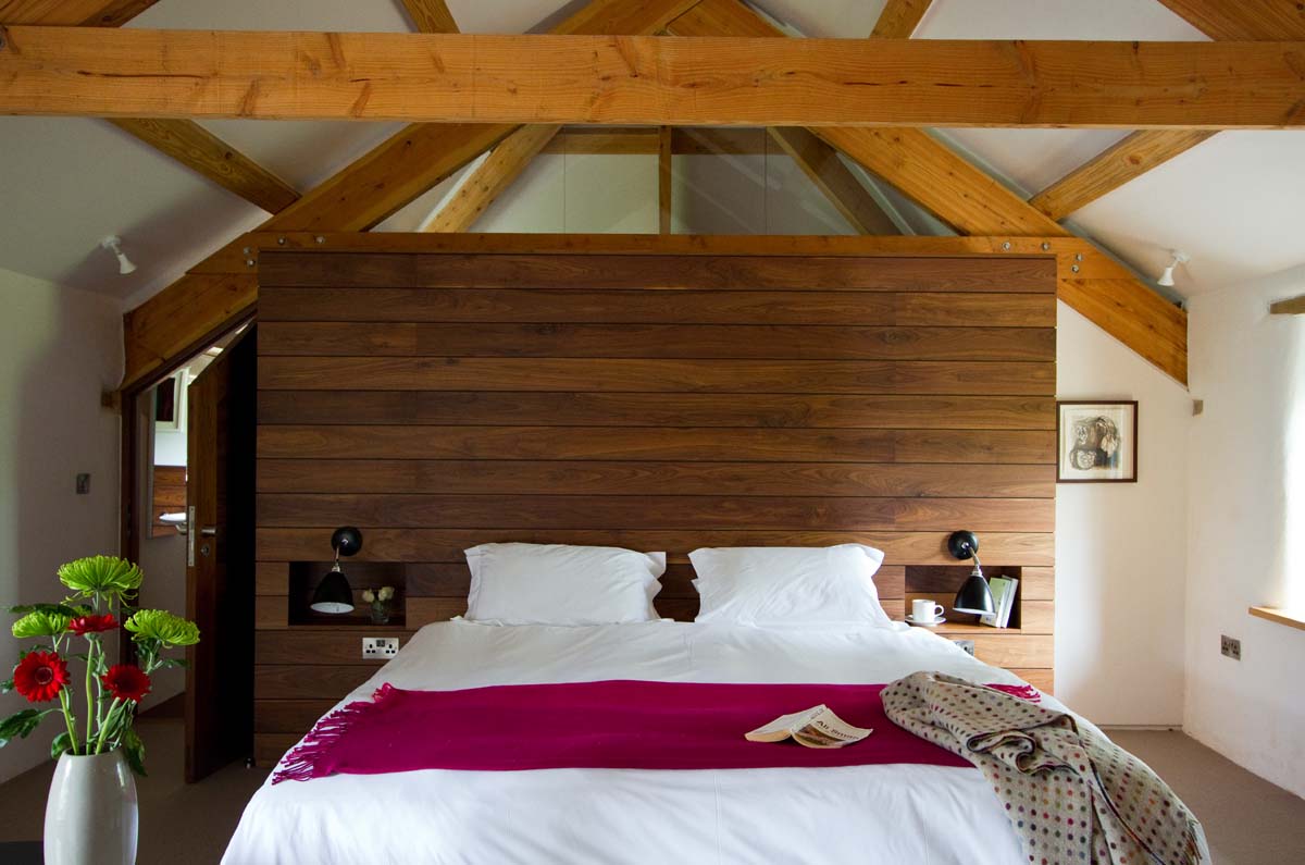 Master bedroom inside Avallen Barn - large luxury cottage near Helford